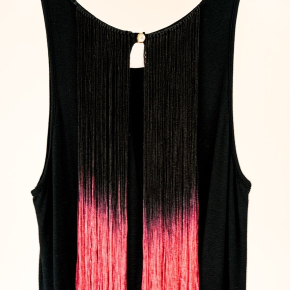 Karina Grimaldi Black + Pink Fringe Dress | Size S | NWT - Picture 4 of 5
